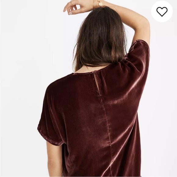 Madewell Cabernet Burgundy Velvet Short-Sleeve Top - Picture 3 of 10